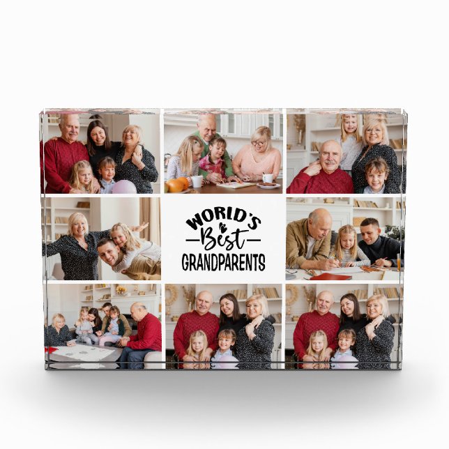 World's Best Grandparents Family Photo Collage Acrylic Award (Front)