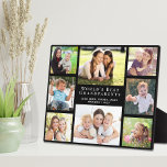 World's Best Grandparents Photo Collage Plaque<br><div class="desc">Give the world's best grandparents an elegant custom multi-photo collage plaque that they will treasure and enjoy for years. You add eight photos of grandchildren, children, other family members, pets, etc., personalize the expression "World's Best Grandparents, " and add their grandchildren's names, all in modern white typography against a black...</div>