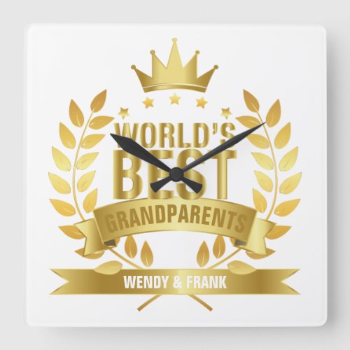 Worlds Best Grandparents Square Wall Clock