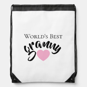 Worlds Best Granny Cute Heart White Elegant Drawstring Bag