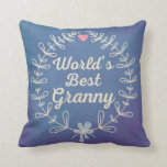 World's Best Granny Hand Drawn Wreath Pillow