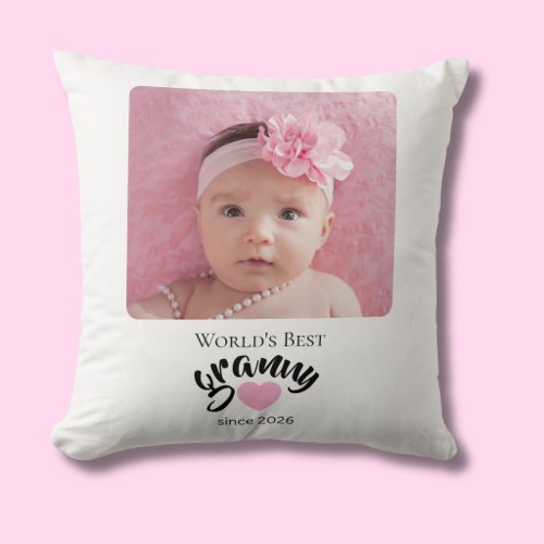 Worlds Best Granny Since Year Photo Cute Throw Pillow