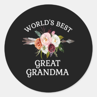 World'S Best Great Grandma Arrow Flower Bouquet Classic Round Sticker