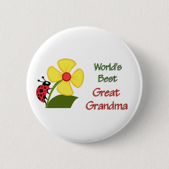 Worlds Best Great Grandma Pinback Button (Front)