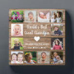 World's Best Great Grandpa Grandkids 12 Photo   Plaque<br><div class="desc">Create your own photo collage  plaque  with 12 of your favorite pictures on a wood texture background .Personalize with grandkids photos . Makes a treasured keepsake gift for great grandpa for Christmas ,  birthday,  Father’s day,  grandparents day, etc</div>