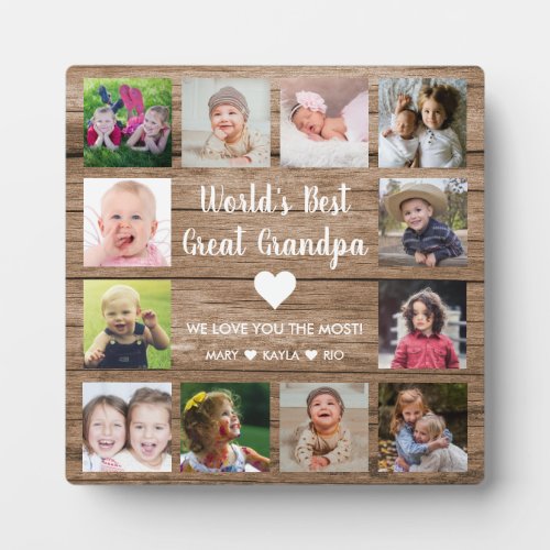 Worlds Best Great Grandpa Grandkids 12 Photo   Plaque