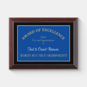 World's Best Great Grandparents Award Plaque