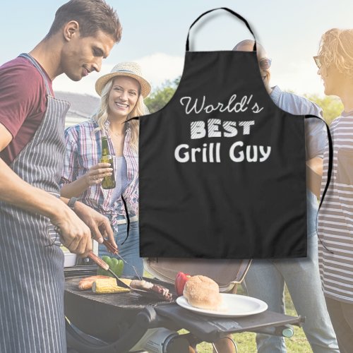 Worlds Best Grill Guy Quote Black Mens Long  Apron