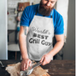 World's Best Grill Guy Quote Men's Long Apron<br><div class="desc">A trendy bbq apron for men with a funny quote: "World's Best Grill Guy". Makes a great gift—a cool gift idea for dad,  uncle,  grandpa,  son,  and all the other men in your life. Show him how special he is. Black vintage typography. Funny Bbq aprons. Grilling gifts for men.</div>