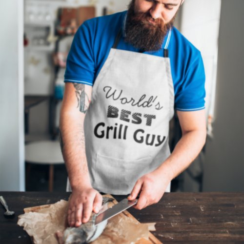 Worlds Best Grill Guy Quote Mens Long Apron