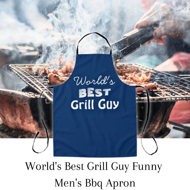 World's Best Grill Guy Retro Blue Men's Apron   (Creator Uploaded)