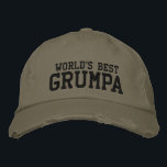 World's Best Grumpa | Funny Grandpa Personalized Embroidered Baseball Cap<br><div class="desc">Simple retro vintage text design of an endearing nickname for the world's best grumpy grandfathers - grumpa. Customize the text to include your favorite nickname.</div>