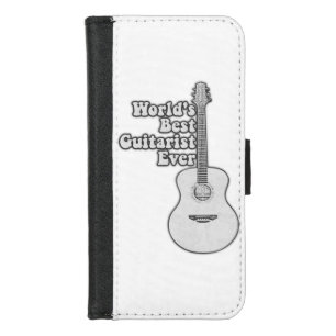 World's best guitarist ever. black and white iPhone 8/7 wallet case