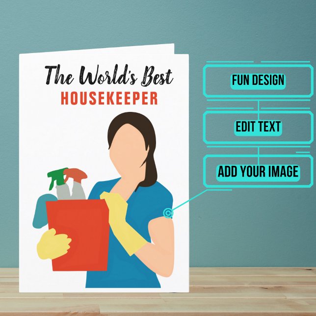 World's Best Housekeeper  Letterpress Thank You Card (Show your housekeeper that you dearly appreciate him/her.)