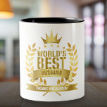 World's Best Husband 5 Gold Star Two-Tone Coffee Mug<br><div class="desc">Personalize for the world's best husband to create a unique gift. A perfect way to show him how amazing he is every day. Designed by Thisisnotme©</div>