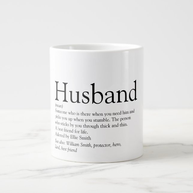 World's Best Husband Black and White Fun Quote Giant Coffee Mug (Front)