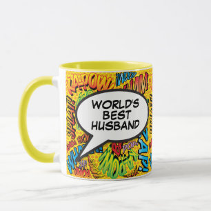 World's Best Husband Cool Modern Fun Comic Book Mug
