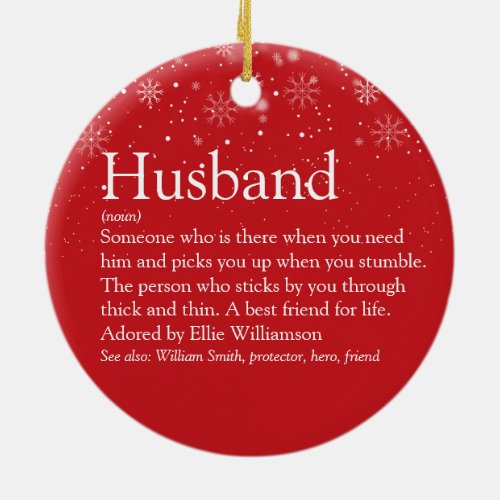 Worlds Best Husband Definition Christmas Photo Ceramic Ornament