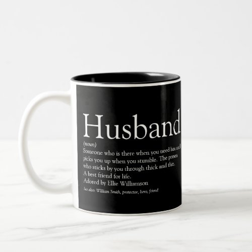 Worlds Best Husband Definition Modern Black Two_Tone Coffee Mug