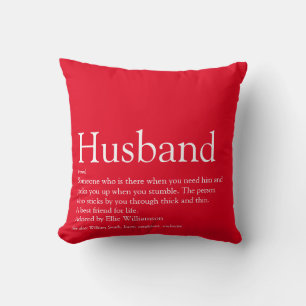 World's Best Husband Definition Modern Red Throw Pillow