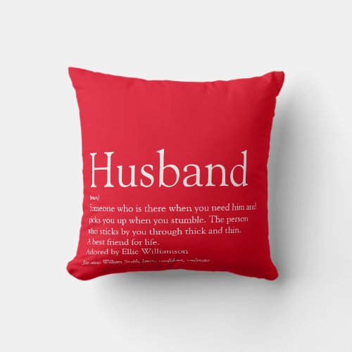 Worlds Best Husband Definition Modern Red Throw Pillow