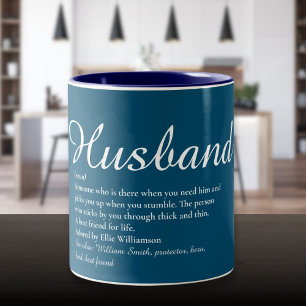 World's Best Husband Definition Script Blue Two-Tone Coffee Mug