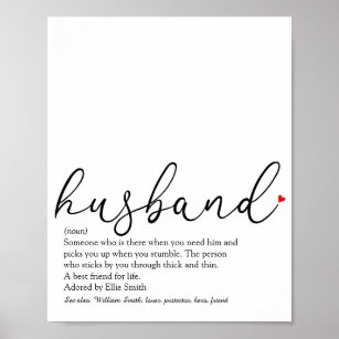 World's Best Husband Definition Script Red Heart Poster