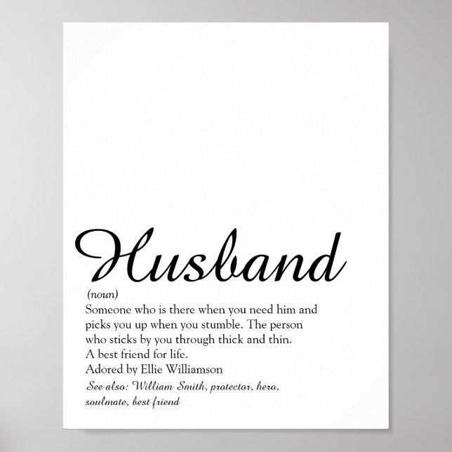 World's Best Husband Ever Definition Script Poster (Front)