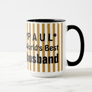 World's Best HUSBAND Gold White Stripes C07 Mug