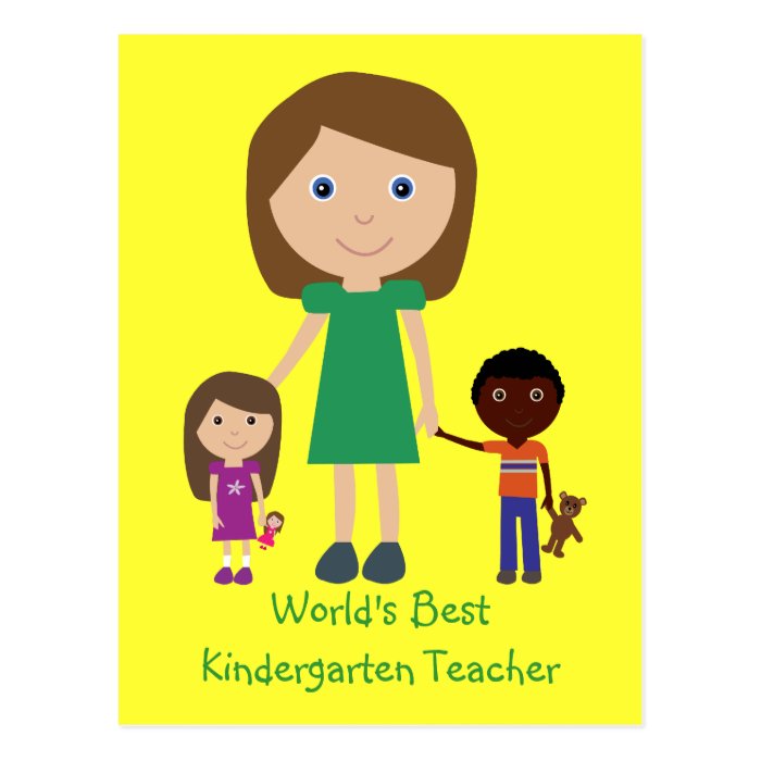 World's Best Kindergarten Teacher Cute Cartoon Post Cards