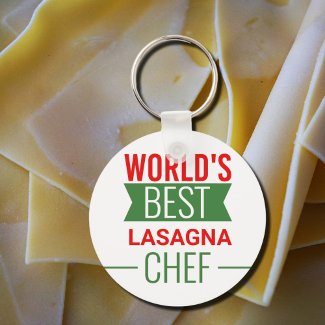 World's Best Lasagna  Chef  Button Keychain