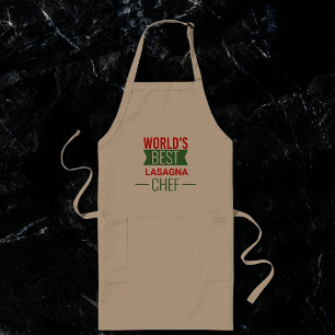 World's Best Lasagna  Chef   -  red khaki green Long Apron