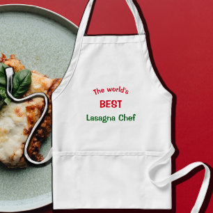 World's Best Lasagna Chef - red white green Adult Apron