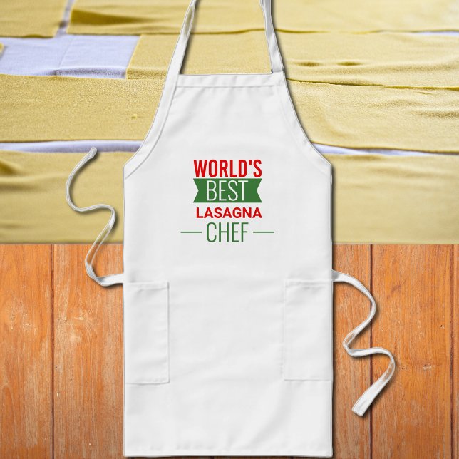 World's Best Lasagna  Chef   -  red white green Long Apron (Creator Uploaded)