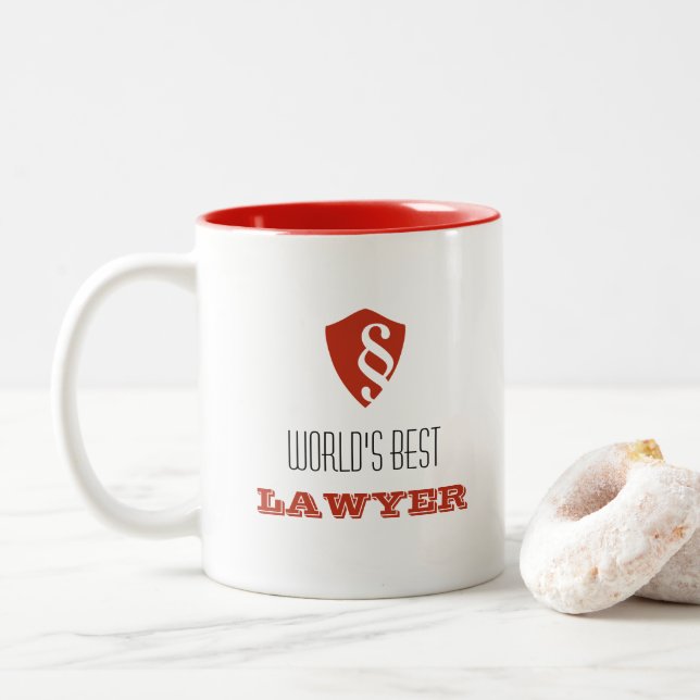 World's Best Lawyer Attorney At Law Shield Mug (With Donut)