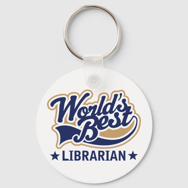 Worlds Best Librarian Gift Keychain (Front)