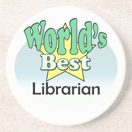 Worlds best Librarian Sandstone Coaster