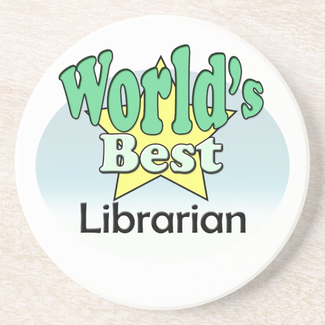 World's best Librarian Sandstone Coaster (Front)