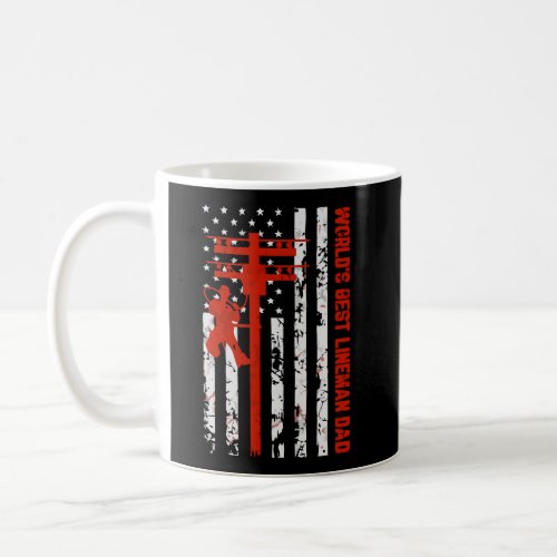 WorldS Best Lineman Dad American Flag Coffee Mug