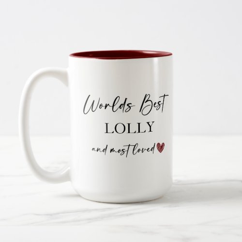 Worlds Best Lolly and Most Loved Photo Gift Two_Tone Coffee Mug