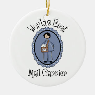 World's Best Mail Carrier Female Gifts and Tees Ceramic Ornament