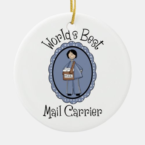 Worlds Best Mail Carrier Female Gifts and Tees Ceramic Ornament