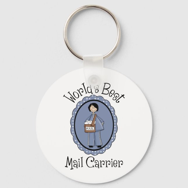World's Best Mail Carrier Female Gifts and Tees Keychain (Front)