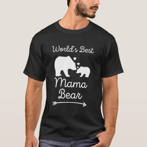 Worlds Best Mama Bear Heart Arrow Baby Cub Mom T_Shirt