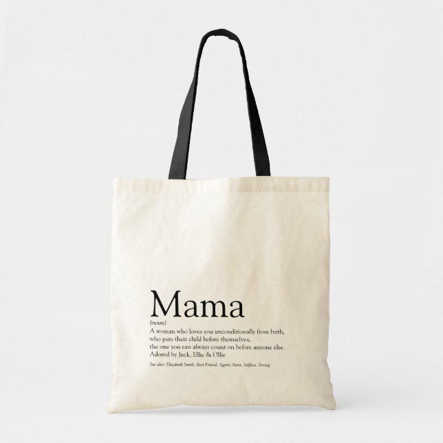World's Best Mama Definition Quote Tote Bag (Front)