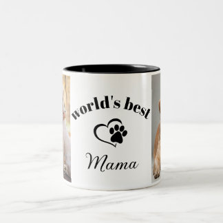World's Best Mama Modern Stylish Font Custom Photo Two-Tone Coffee Mug