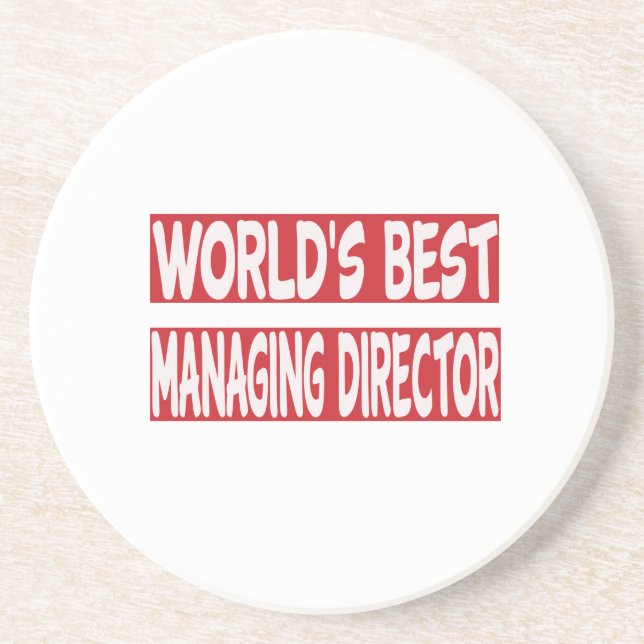 World's Best Managing Director. Sandstone Coaster (Front)
