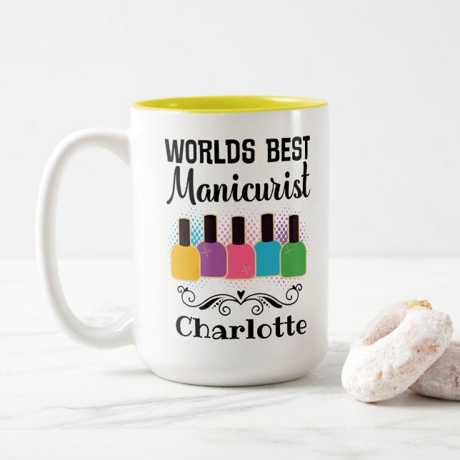 Worlds Best Manicurist Two-Tone Coffee Mug (With Donut)