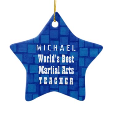 World's Best Martial Arts Teacher Blue Bricks A13 Ceramic Ornament