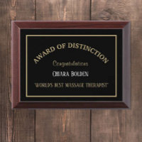 World's Best Massage Therapist Award Plaque